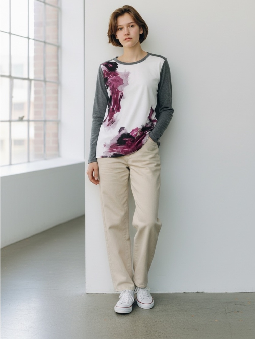 Apt. 9 Brushstroke Women's Long Sleeve Tee